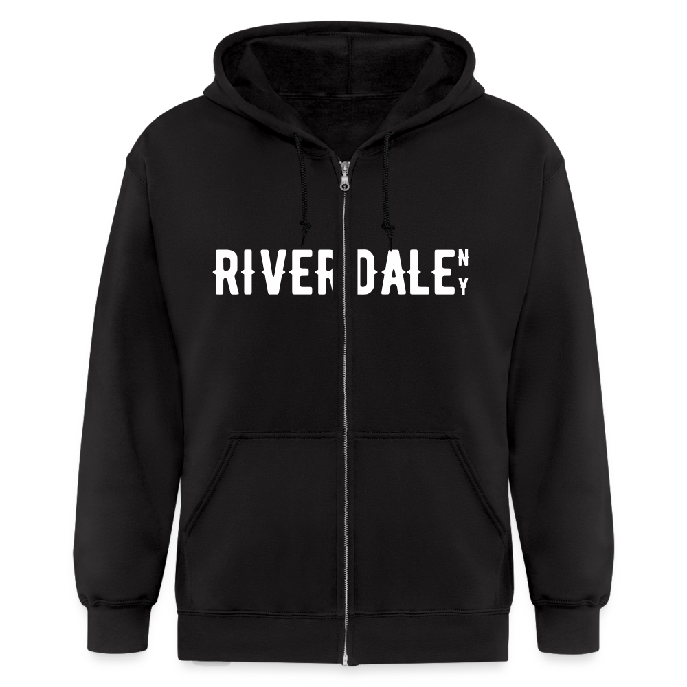 Men's Hoodie with "RiverdaleNY" in front and logo on the back - black