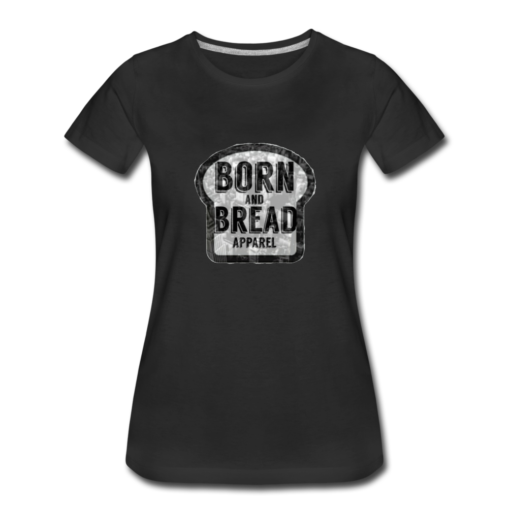 Women’s Premium T-Shirt with Born and Bread Apparel logo in front - black