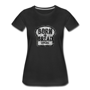 Women’s Premium T-Shirt with Born and Bread Apparel logo in front - black