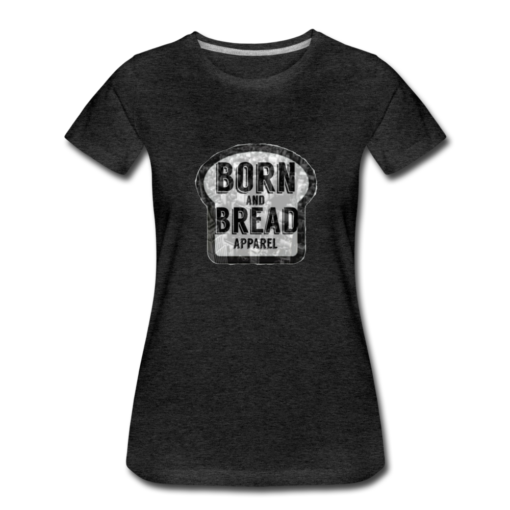 Women’s Premium T-Shirt with Born and Bread Apparel logo in front - charcoal gray