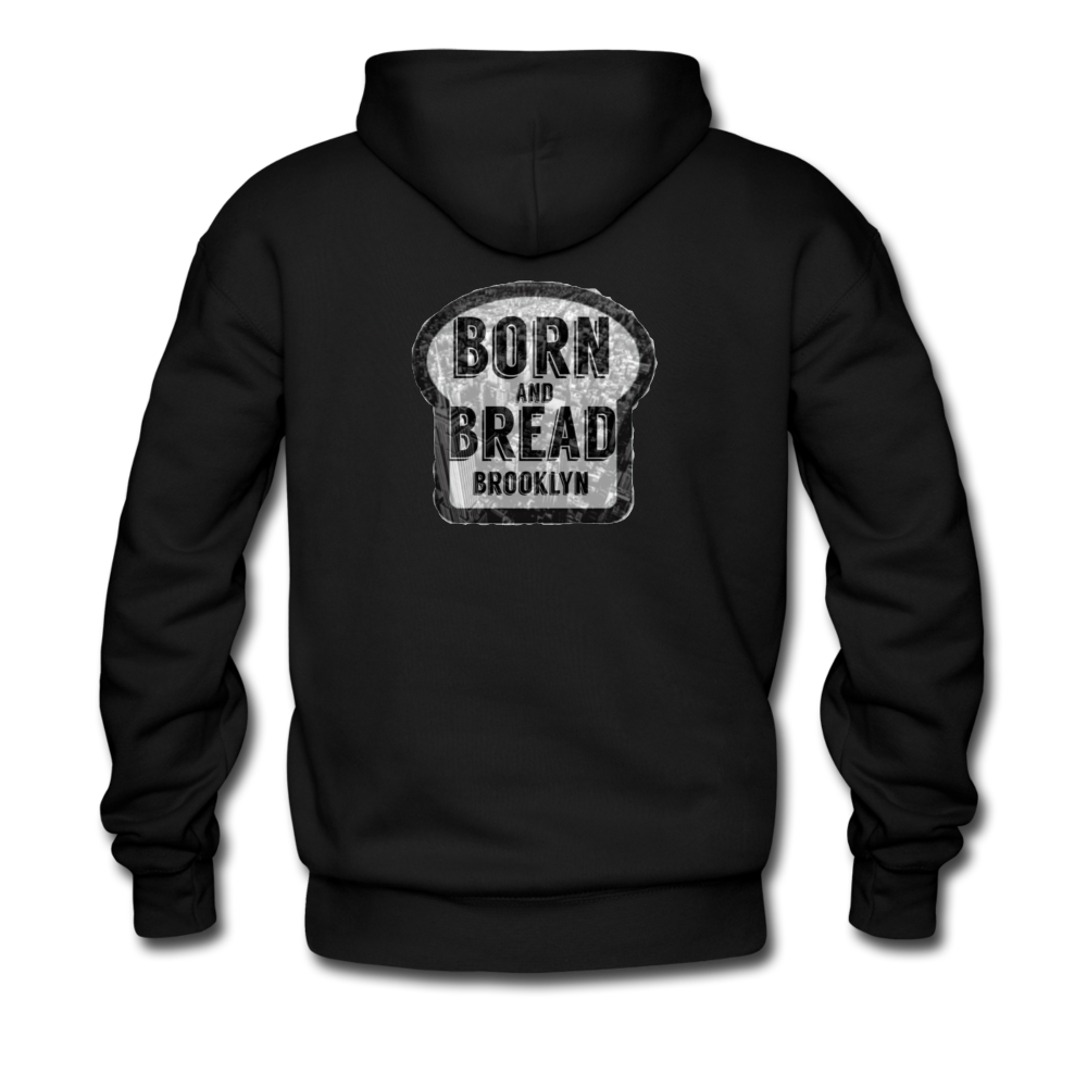 Men’s Premium Hoodie with Message in front and Born and Bread "Brooklyn" logo on the back - black