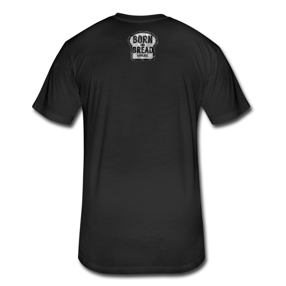 Fitted Cotton/Poly T-Shirt by Next Level with "Uptown" in front and logo on the back - black