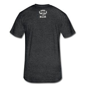 Fitted Cotton/Poly T-Shirt by Next Level with "Uptown" in front and logo on the back - heather black