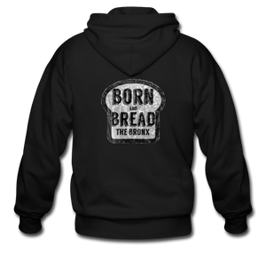 Men's Zip Hoodie with Born and Bread "The Bronx" on the back - black