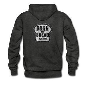 Men’s Premium Hoodie with "The Bronx Born and Bread" in front and logo on the back - charcoal gray
