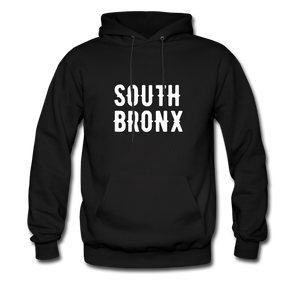 Men's Hoodie with "South Bronx" in front and Born and Bread Apparel logo on the back - black