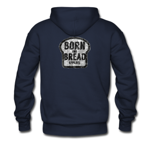 Men's Hoodie with "South Bronx" in front and Born and Bread Apparel logo on the back - navy