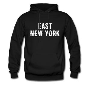 Men's Hoodie with "East New York" in front and Born and Bread Apparel logo on the back - black