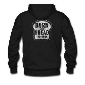 Exclusive Men’s Premium Hoodie with "The Bronx" in front and Born and Bread Bronx logo on the back - black