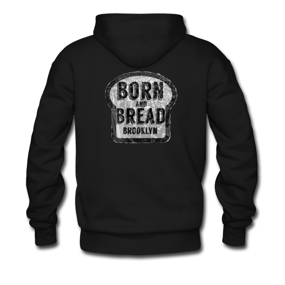 Exclusive Men’s Premium Hoodie with "Brooklyn" in front and Born and Bread Brooklyn logo on the back - black