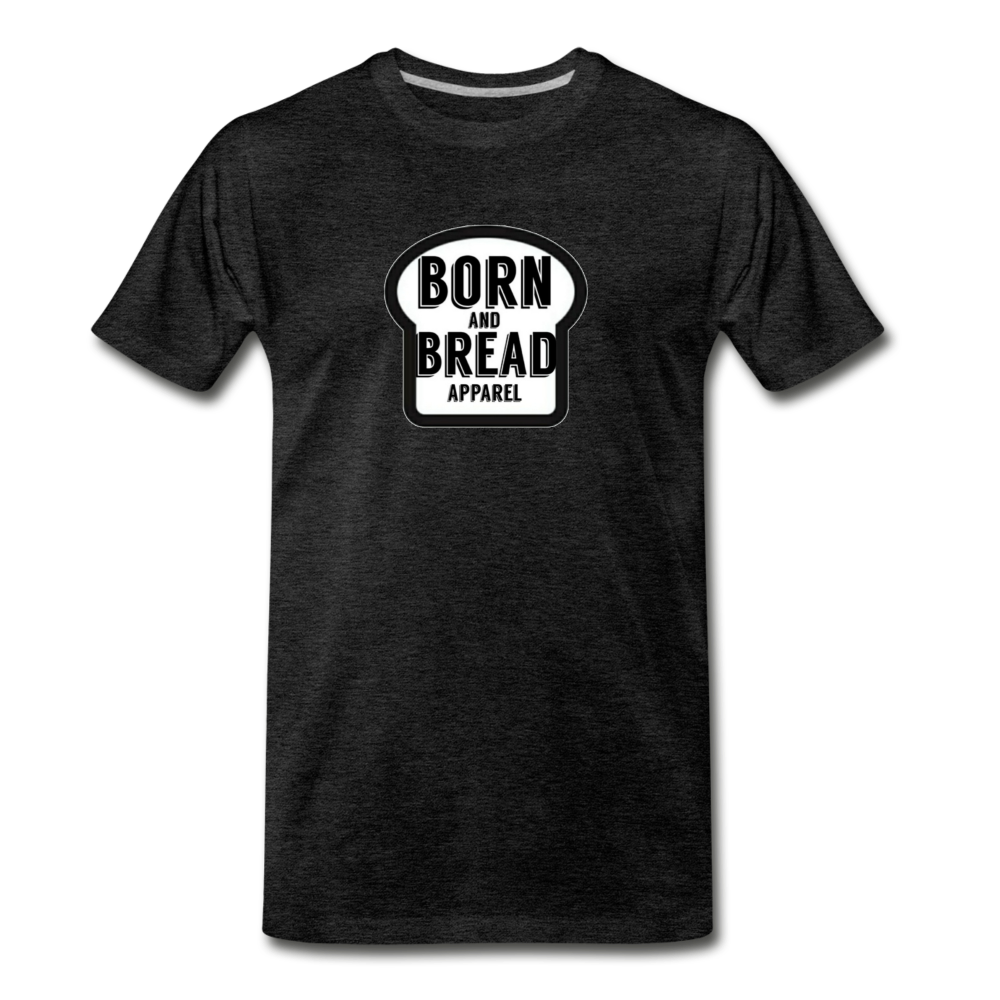 Men's Black Premium T-Shirt with Born and Bread Apparel logo in front - charcoal gray