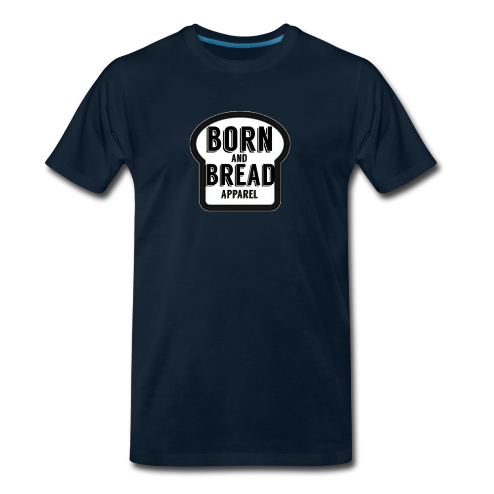 Men's Black Premium T-Shirt with Born and Bread Apparel logo in front - deep navy