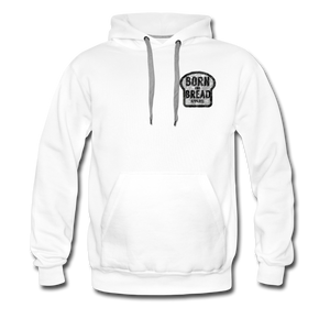 Men’s Premium Hoodie with Born and Bread Apparel logo chest (left side) - white