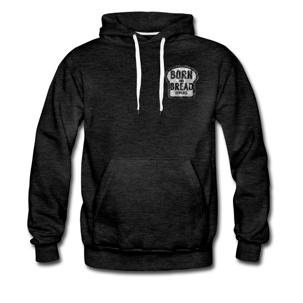 Men’s Premium Hoodie with Born and Bread Apparel logo chest (left side) - charcoal gray