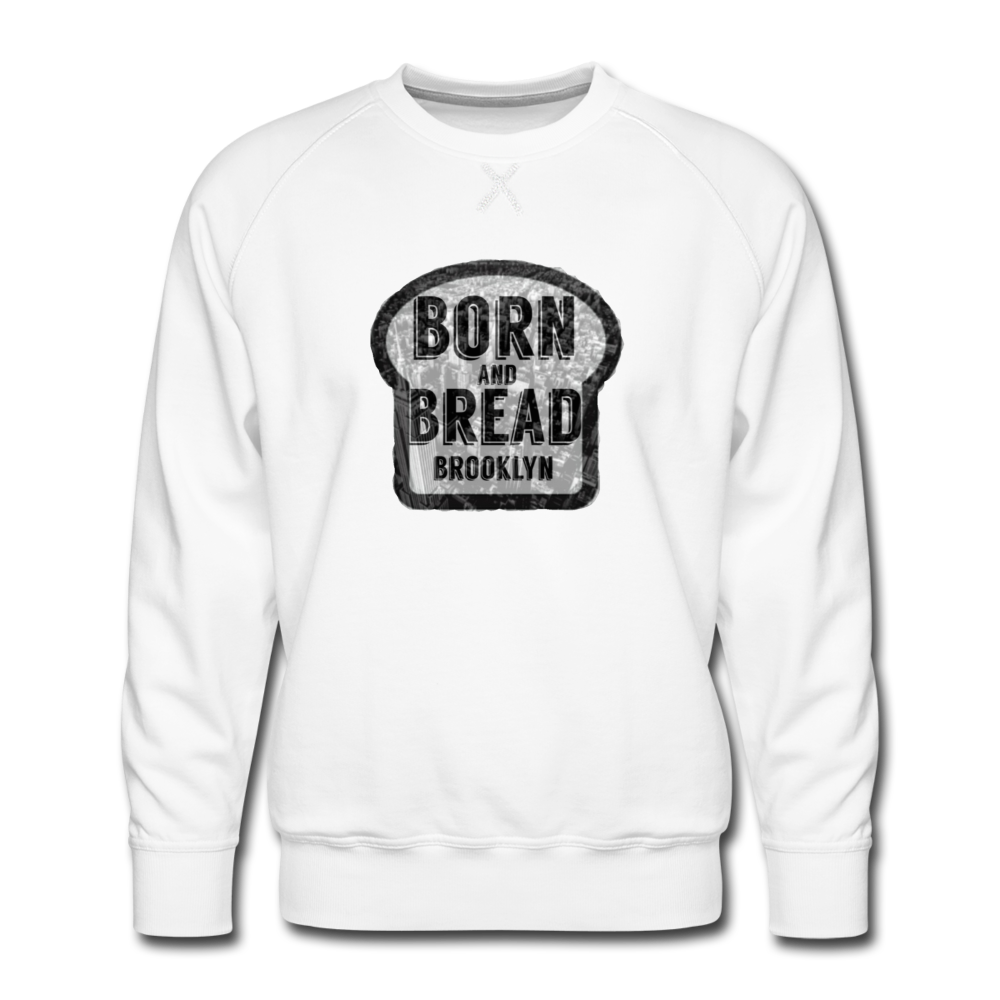 Men’s Premium Sweatshirt with Born and Bread "Brooklyn" logo in front - white