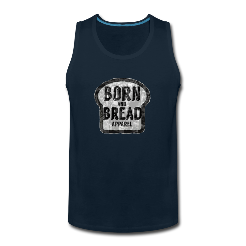 Men’s Premium Tank with Born and Bread Apparel logo in front - deep navy