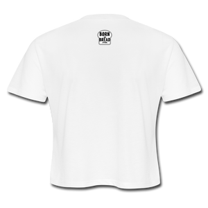 Women's Cropped T-Shirt with Born and Bread Apparel logo in front - white