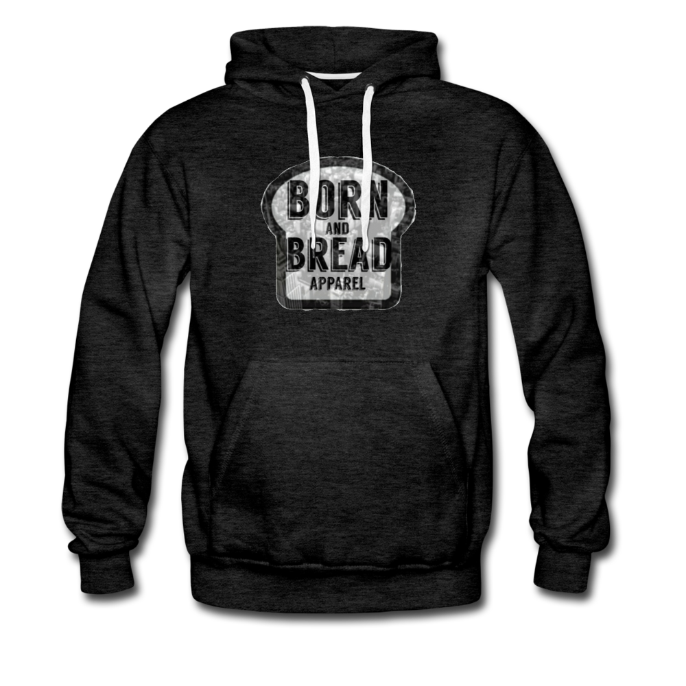 Men’s Premium Hoodie with Born and Bread Apparel logo in front - charcoal gray