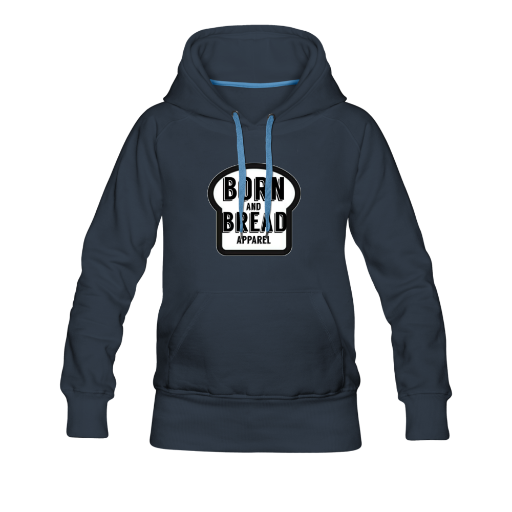Women’s Premium Hoodie with Born and Bread Apparel logo in front - navy