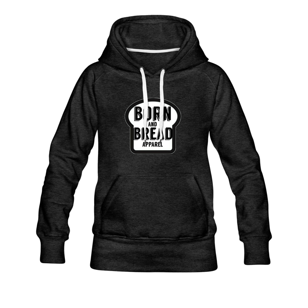 Women’s Premium Hoodie with Born and Bread Apparel logo in front - charcoal gray