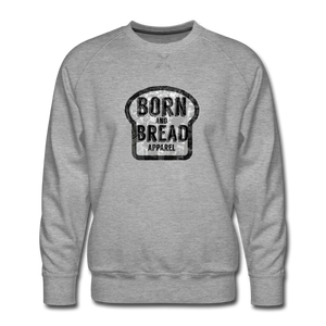 Men’s Premium Sweatshirt with Born and Bread Apparel logo in front - heather gray