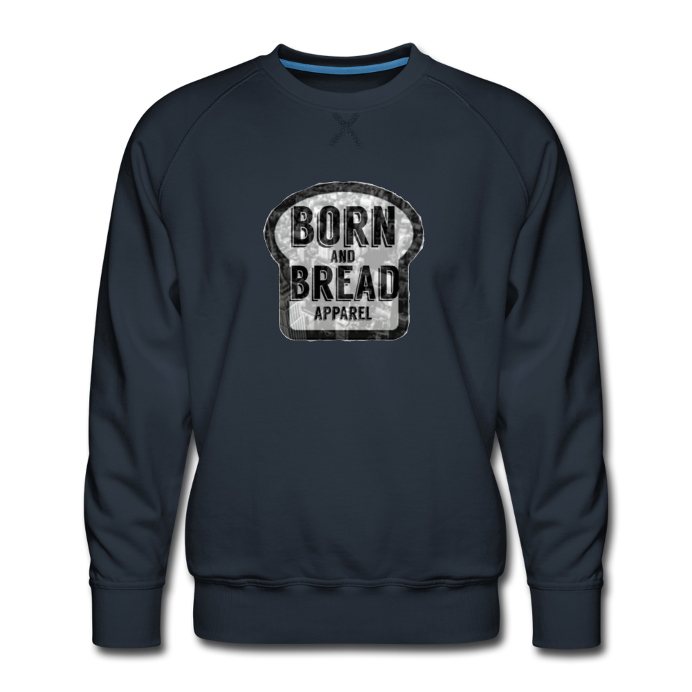 Men’s Premium Sweatshirt with Born and Bread Apparel logo in front - navy