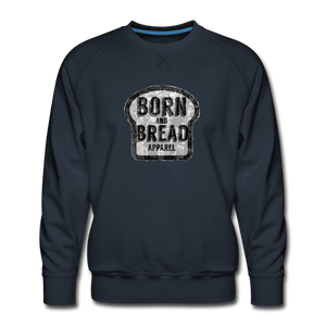 Men’s Premium Sweatshirt with Born and Bread Apparel logo in front - navy