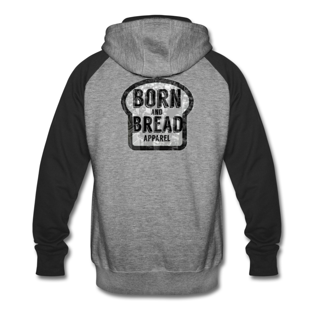 Colorblock Hoodie with "Brick City" in front and logo on the back - heather gray/black