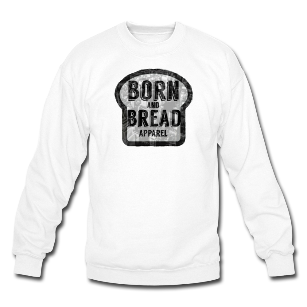 Unisex Crewneck Sweatshirt with Born and Bread Apparel logo in front - white
