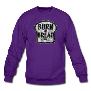 Unisex Crewneck Sweatshirt with Born and Bread Apparel logo in front - purple