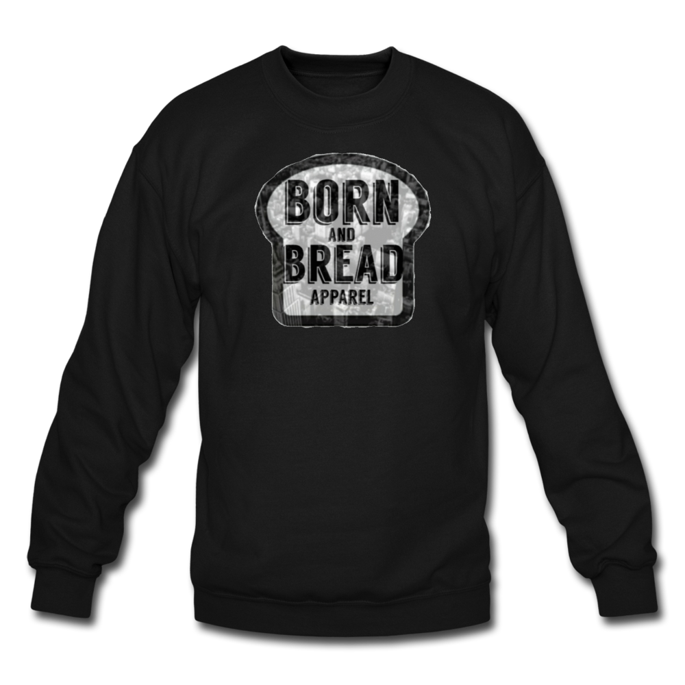 Unisex Crewneck Sweatshirt with Born and Bread Apparel logo in front - black