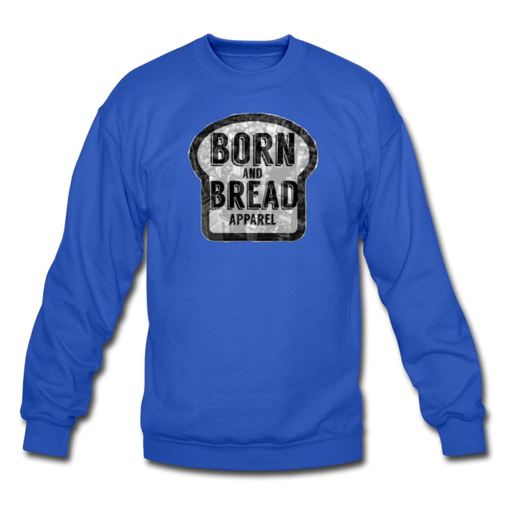 Unisex Crewneck Sweatshirt with Born and Bread Apparel logo in front - royal blue