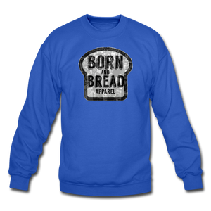 Unisex Crewneck Sweatshirt with Born and Bread Apparel logo in front - royal blue