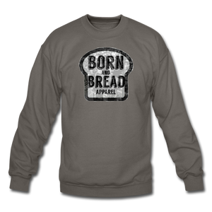 Unisex Crewneck Sweatshirt with Born and Bread Apparel logo in front - asphalt gray