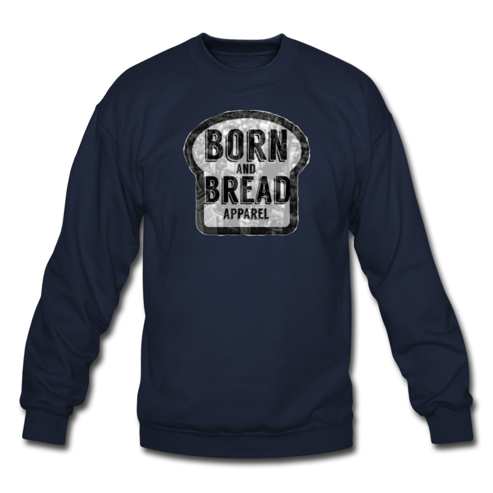 Unisex Crewneck Sweatshirt with Born and Bread Apparel logo in front - navy
