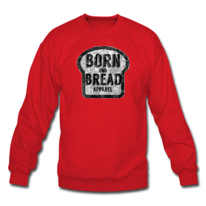 Unisex Crewneck Sweatshirt with Born and Bread Apparel logo in front - red