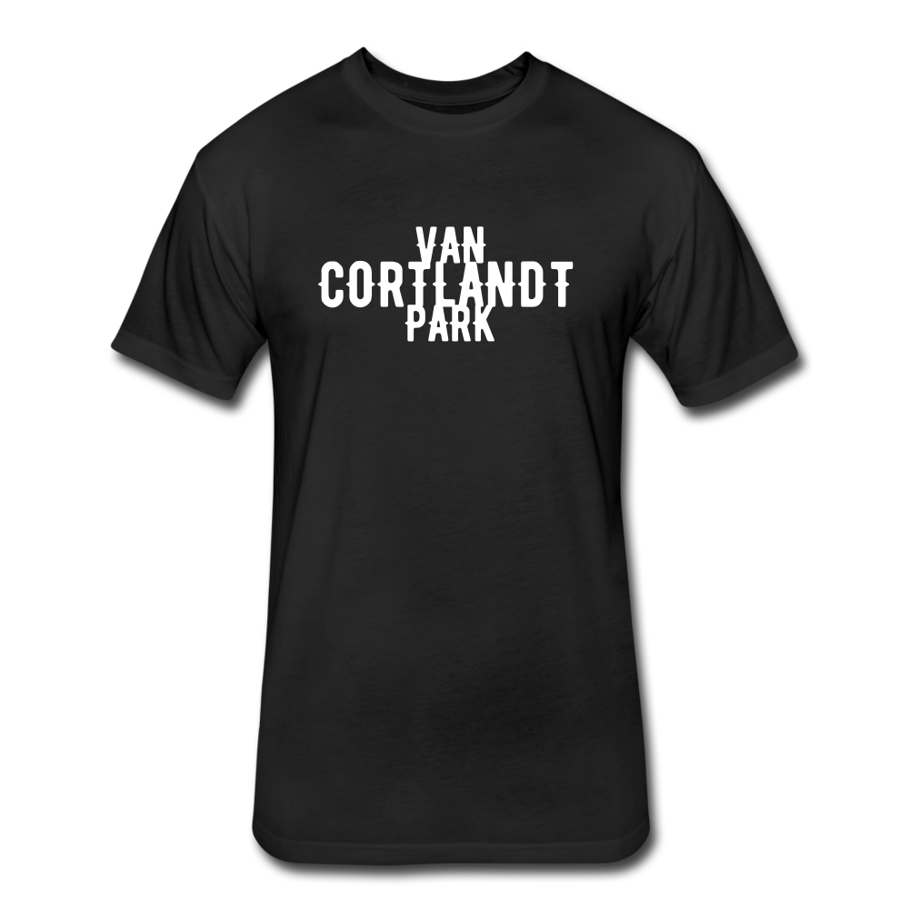 Fitted Cotton/Poly T-Shirt by Next Level with "Van Cortlandt Park" in front and logo on the back - black