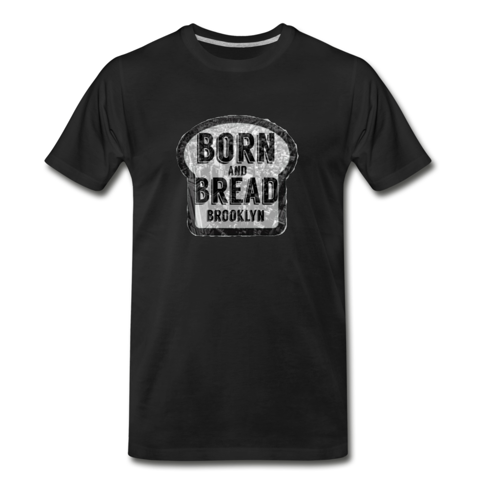 Men's Premium T-Shirt with "Born and Bread Brooklyn" in front - black