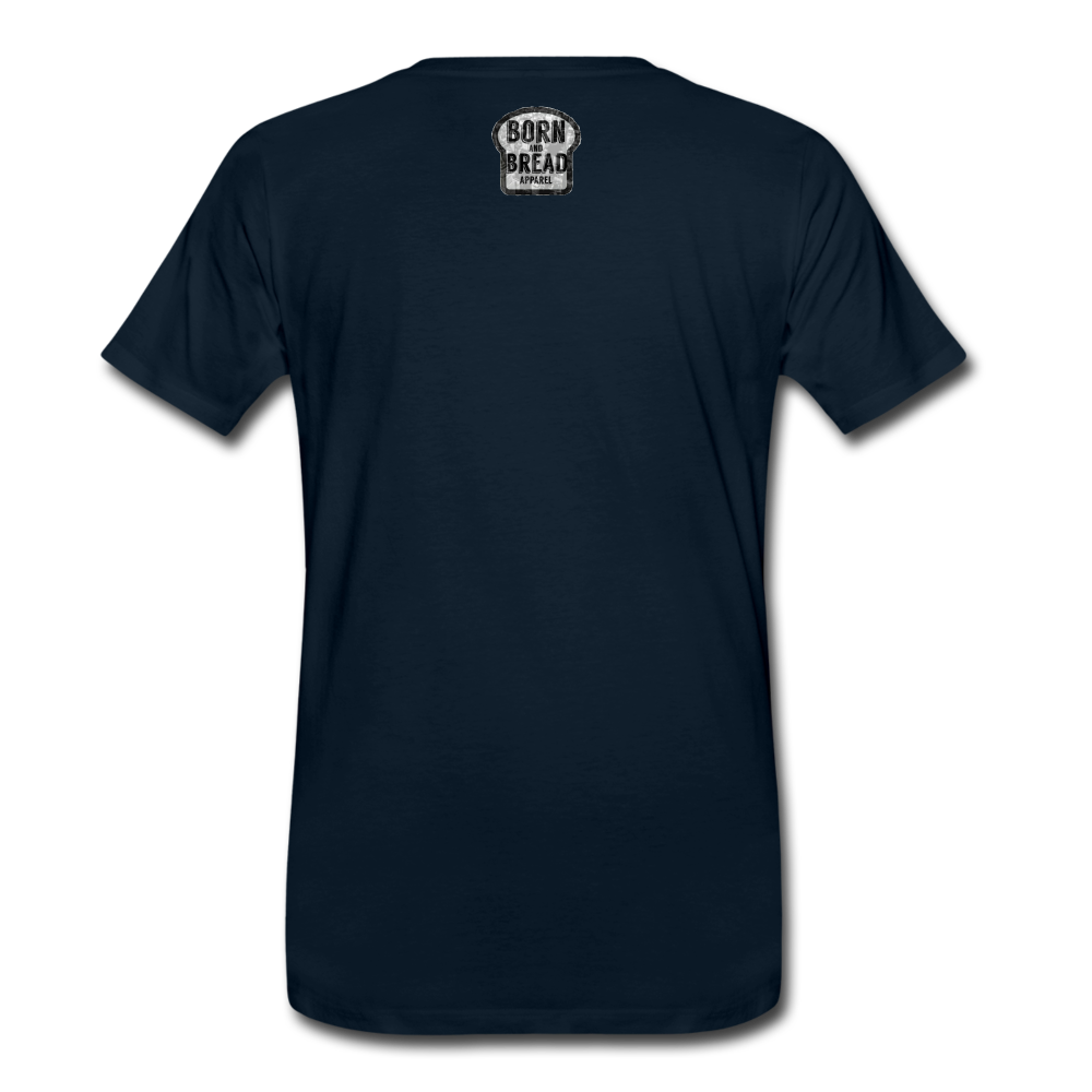 Men's Premium T-Shirt with "The Bronx" in front and logo on the back - deep navy