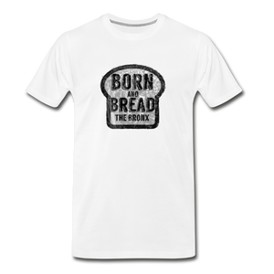 Men's Premium T-Shirt with "Born and Bread The Bronx" in front - white