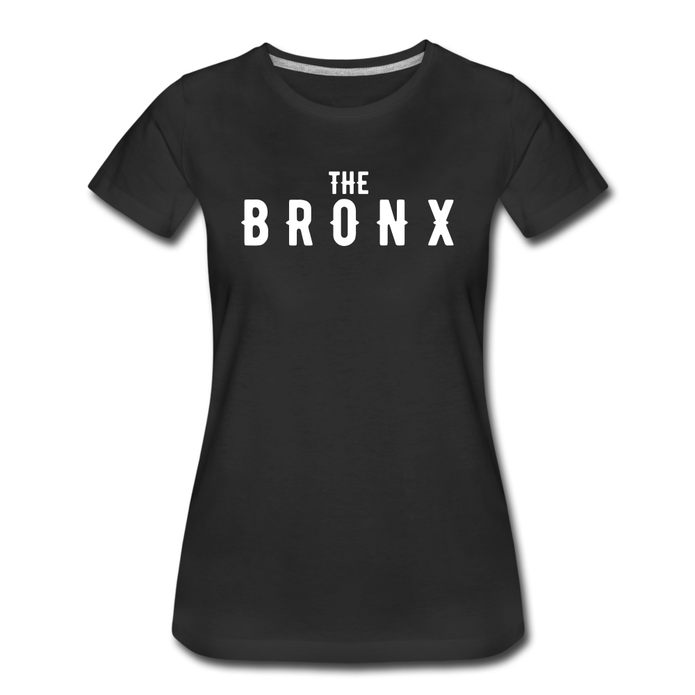 Women’s Premium T-Shirt with "The Bronx" in front and logo on the back - black