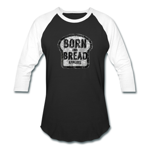 Baseball T-Shirt with Born and Bread Apparel logo in front - black/white
