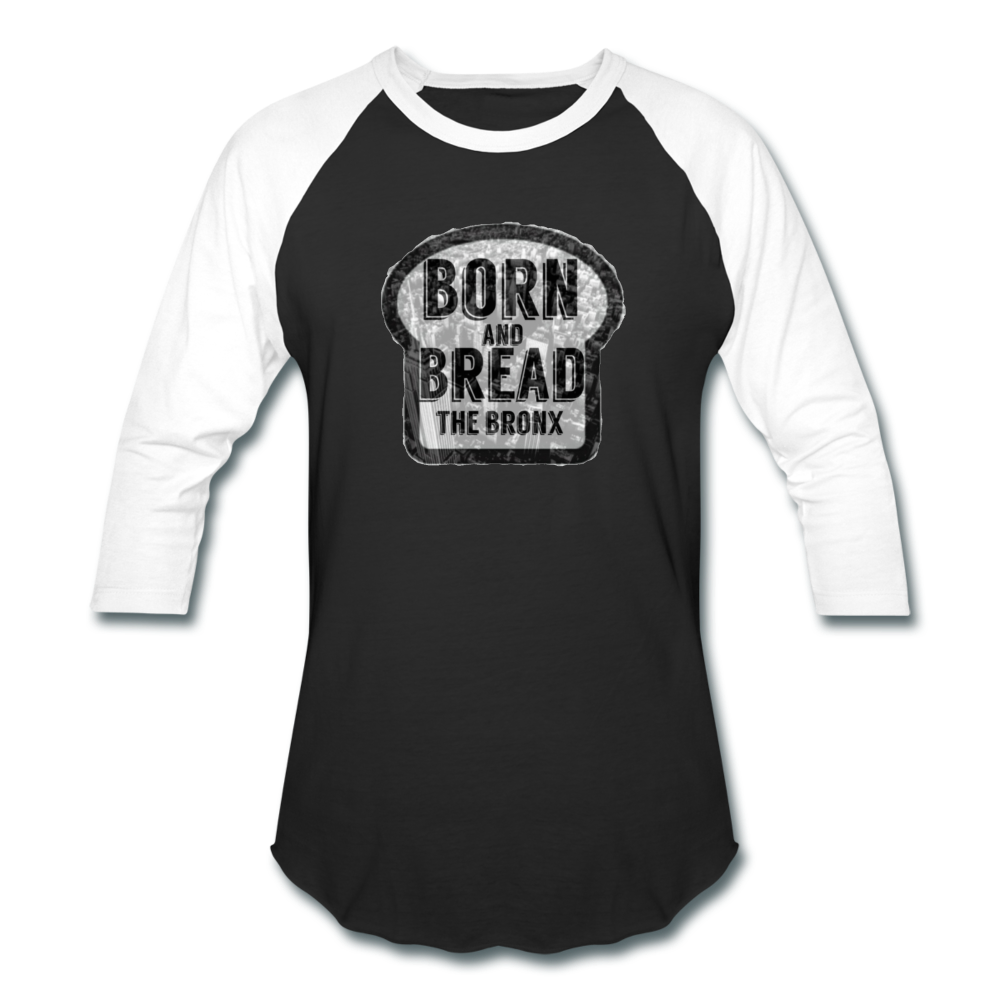 Baseball T-Shirt with Born and Bread "The Bronx" in front - black/white