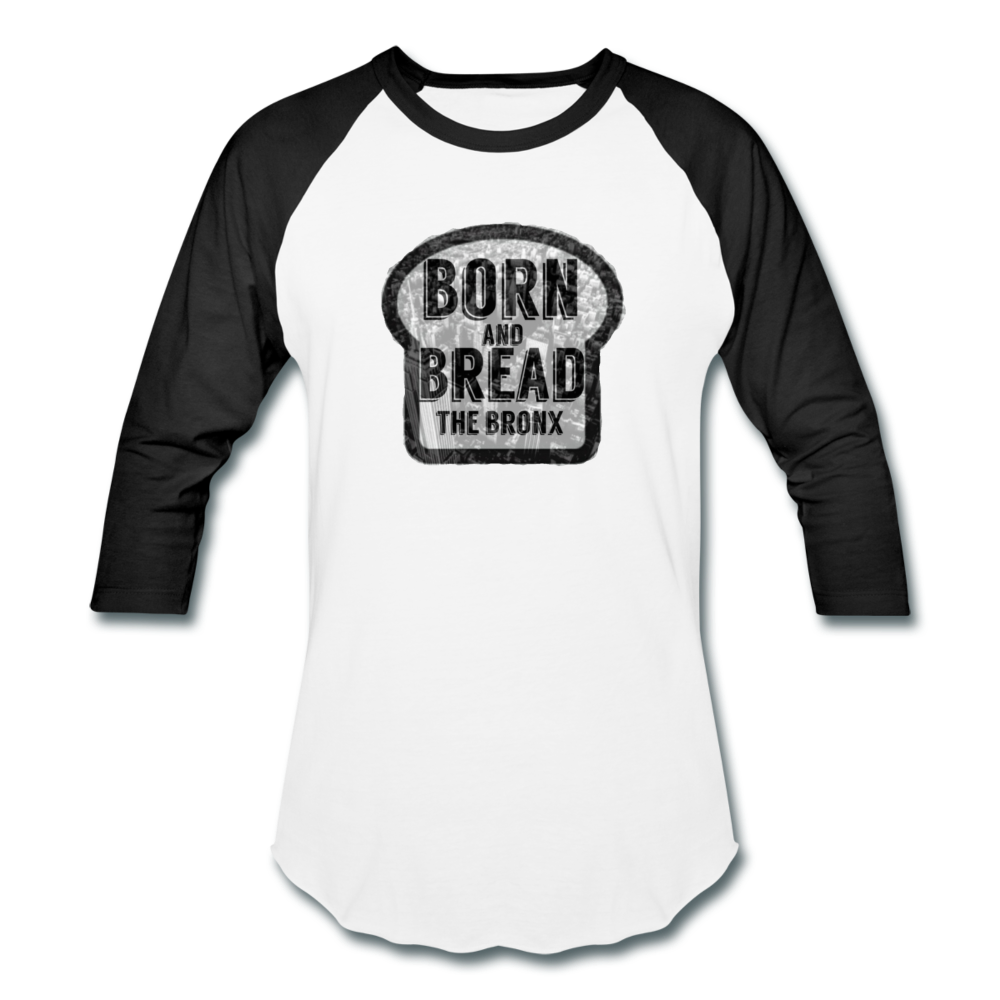 Baseball T-Shirt with Born and Bread "The Bronx" in front - white/black