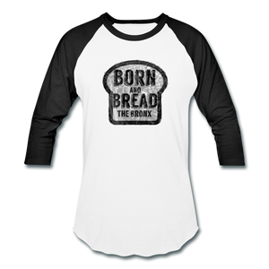 Baseball T-Shirt with Born and Bread "The Bronx" in front - white/black