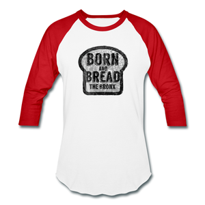 Baseball T-Shirt with Born and Bread "The Bronx" in front - white/red