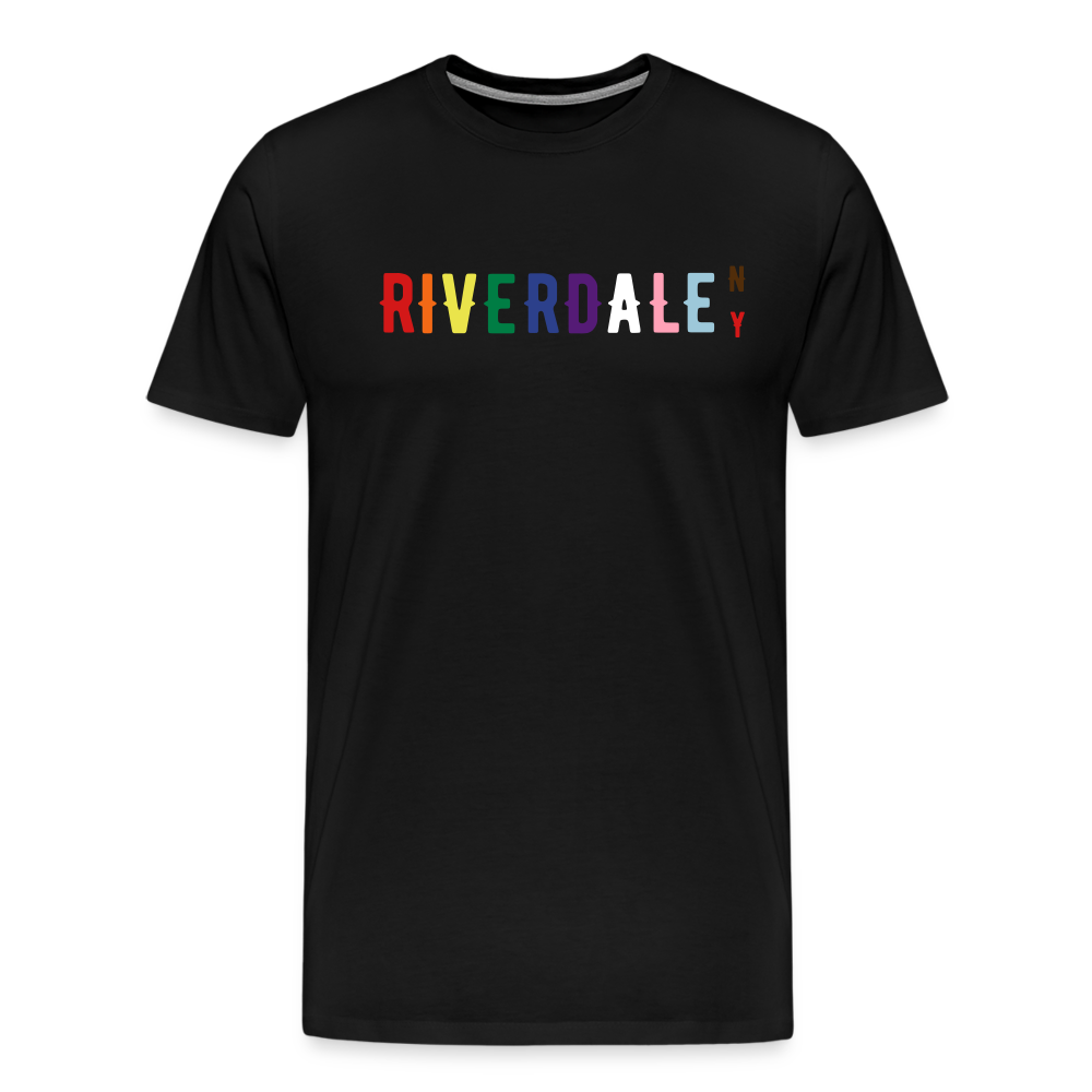 Unisex Premium T-Shirt with "RiverdaleNY" in Pride colors - black